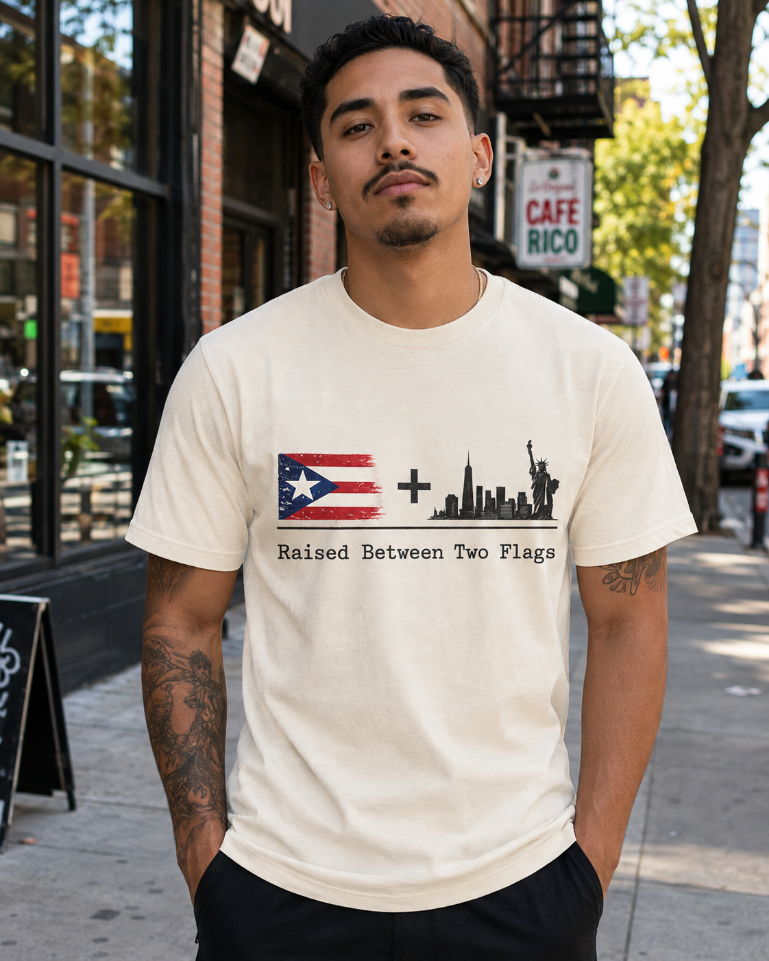 Raised Between Two Flags