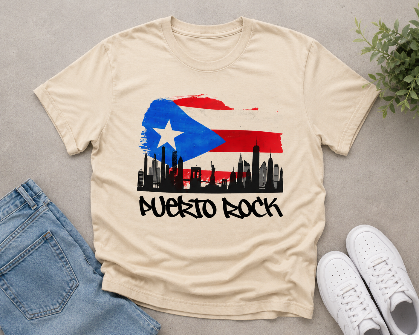 Puerto Rock Puerto Rican Flag Skyline T-Shirt