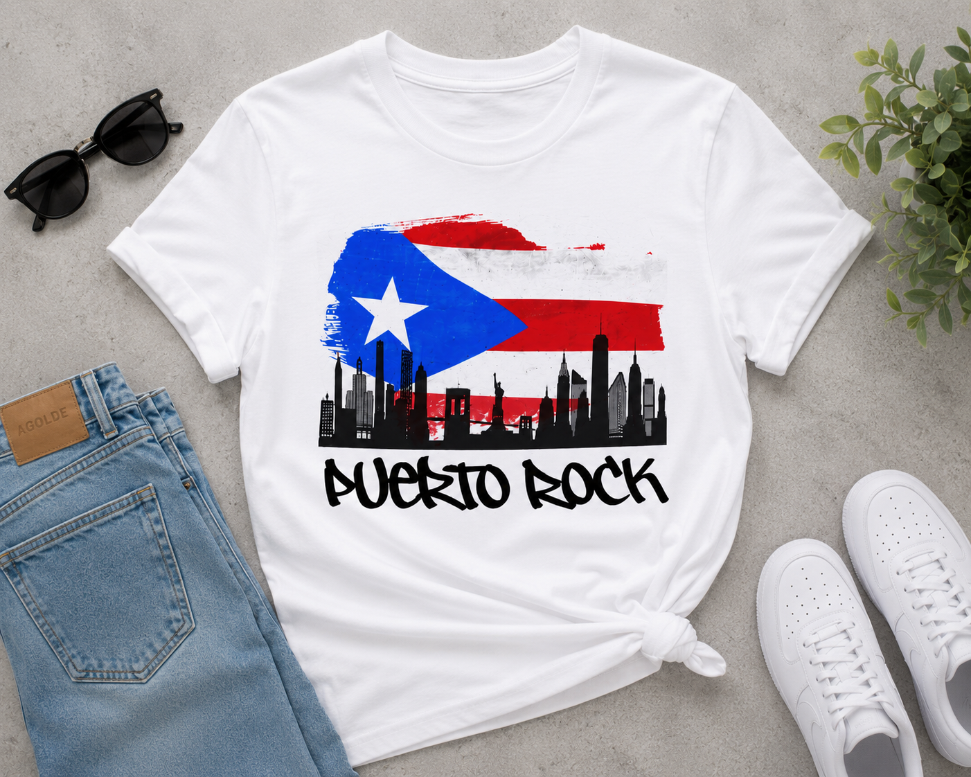 Puerto Rock Puerto Rican Flag Skyline T-Shirt