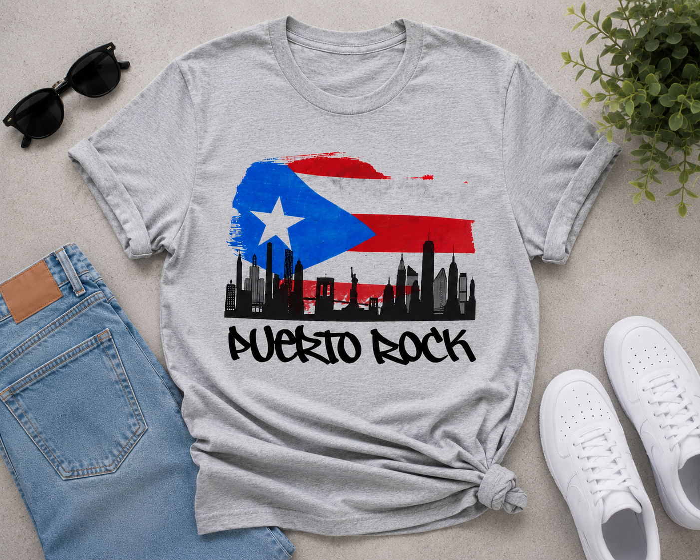 Puerto Rock Puerto Rican Flag Skyline T-Shirt